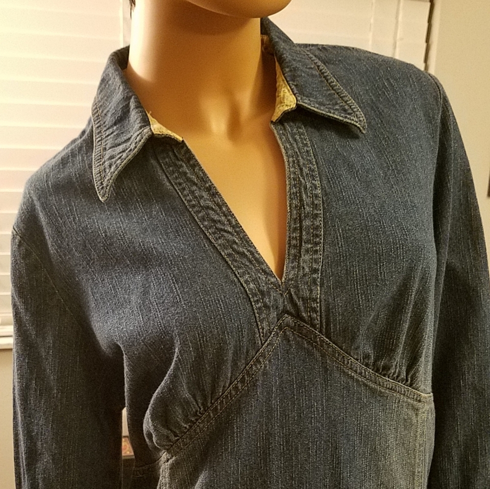Maternity dress, denim fabric